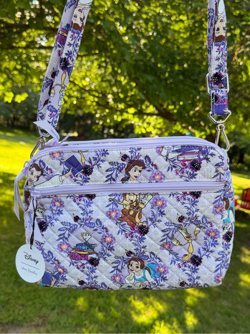 Disney Vera Bradley Belle Floral Triple Compartment Crossbody NWT small stain - Picture 4 of 11